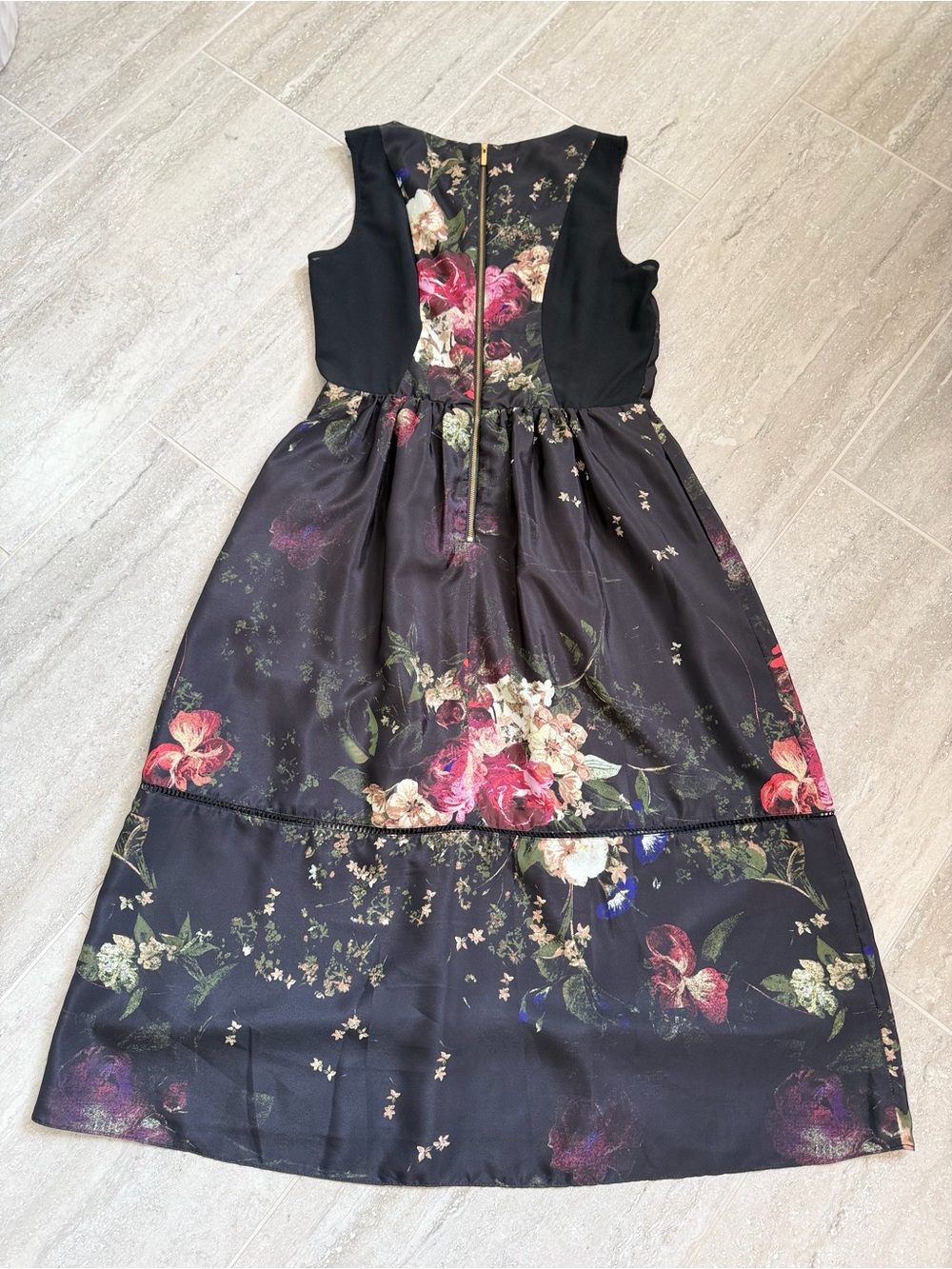 Whimsical Romantic Womens Dress 4 Black Floral Midi Fairy Wedding Guest MAIA - Picture 9 of 15